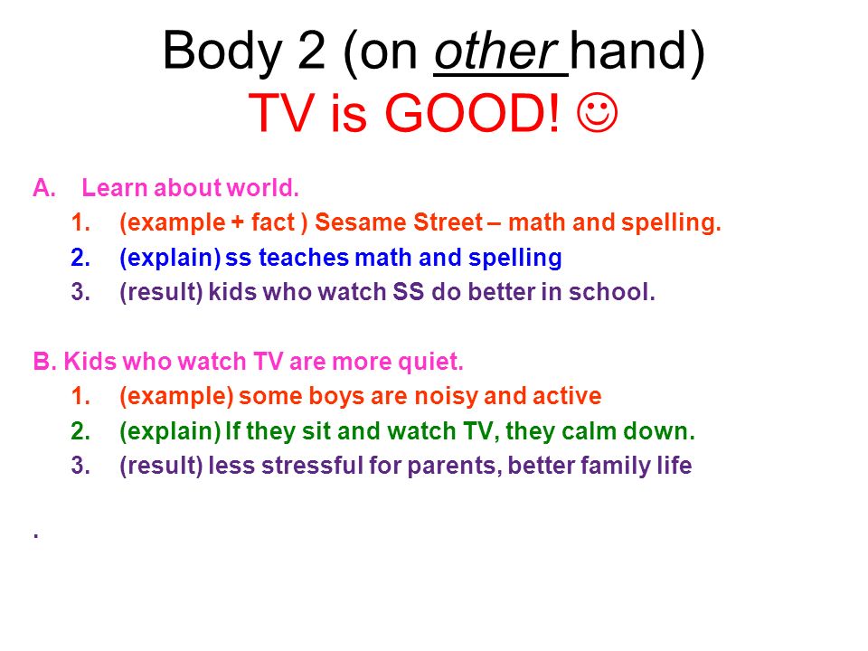 Body 2 (on other hand) TV is GOOD! 