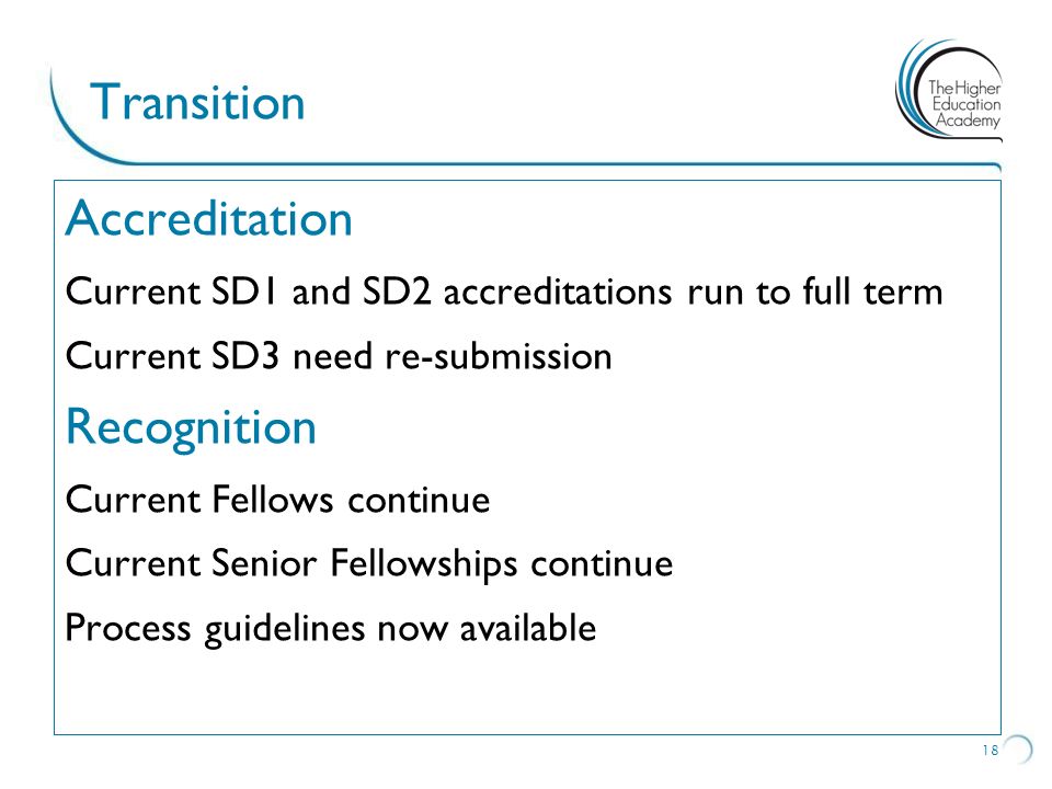 Transition Accreditation Recognition Accreditation Recognition