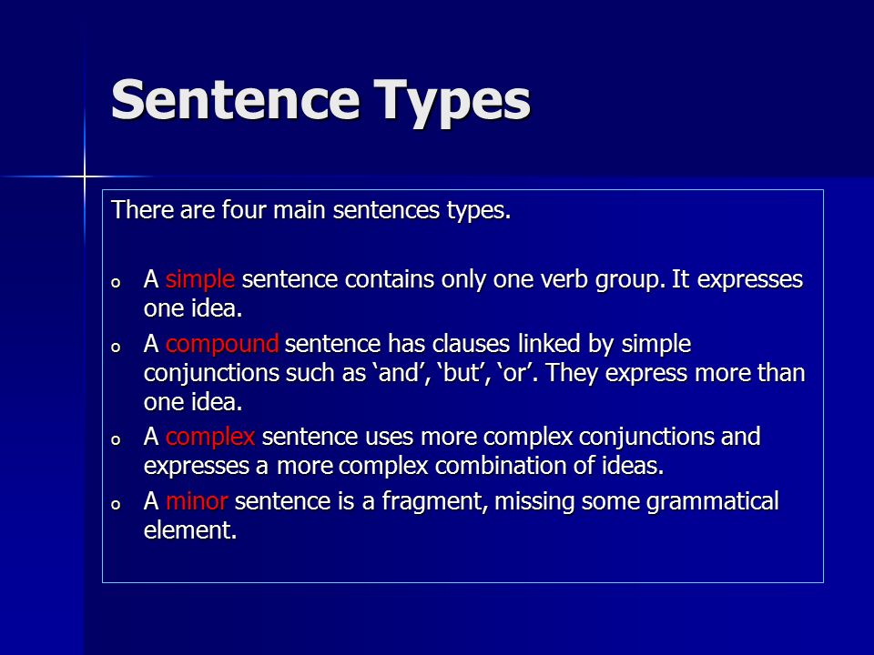 what are the four different types of sentences