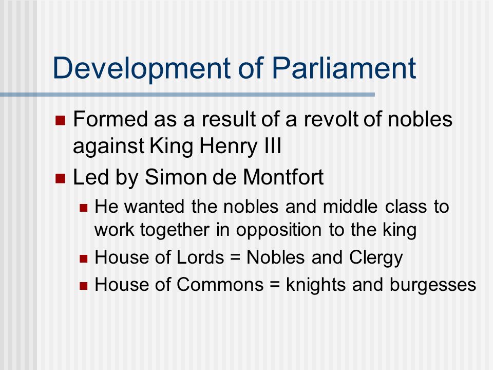 Development of Parliament
