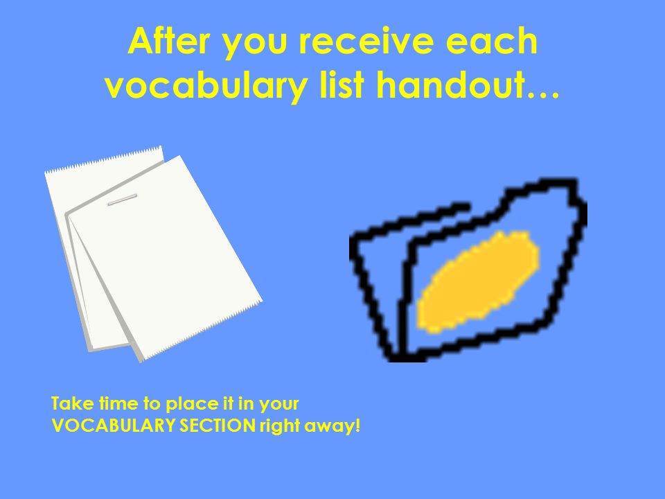 After you receive each vocabulary list handout…