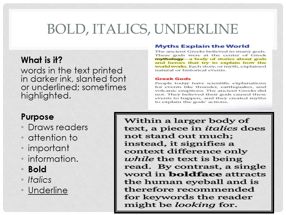 Bold, Italics, Underline