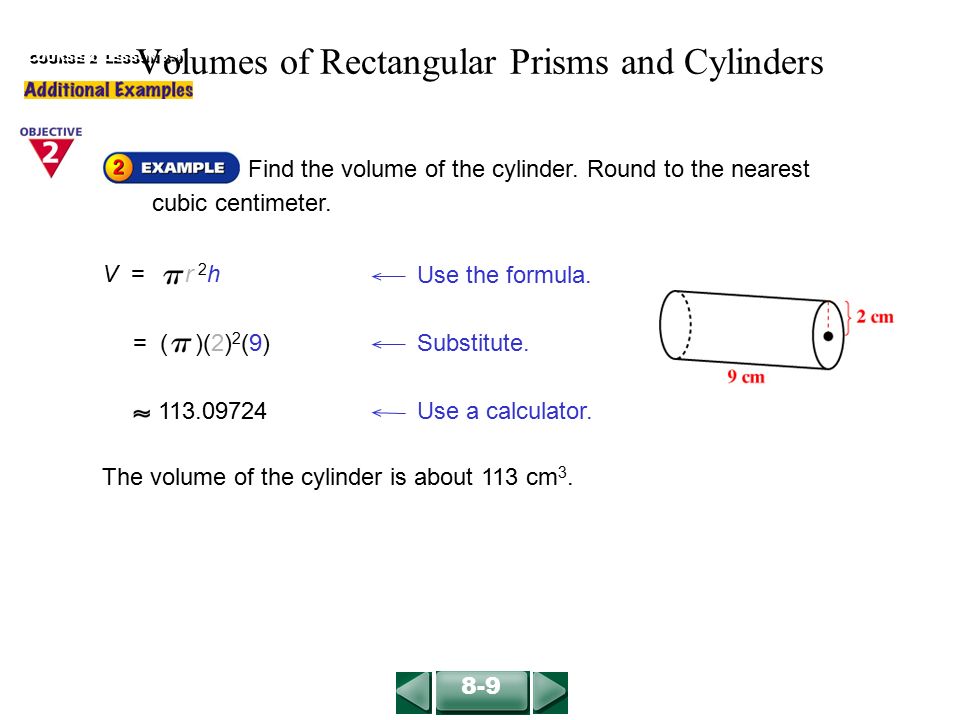 Volumes of Rectangular Prisms and Cylinders