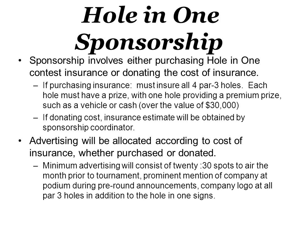 Hole in One Sponsorship