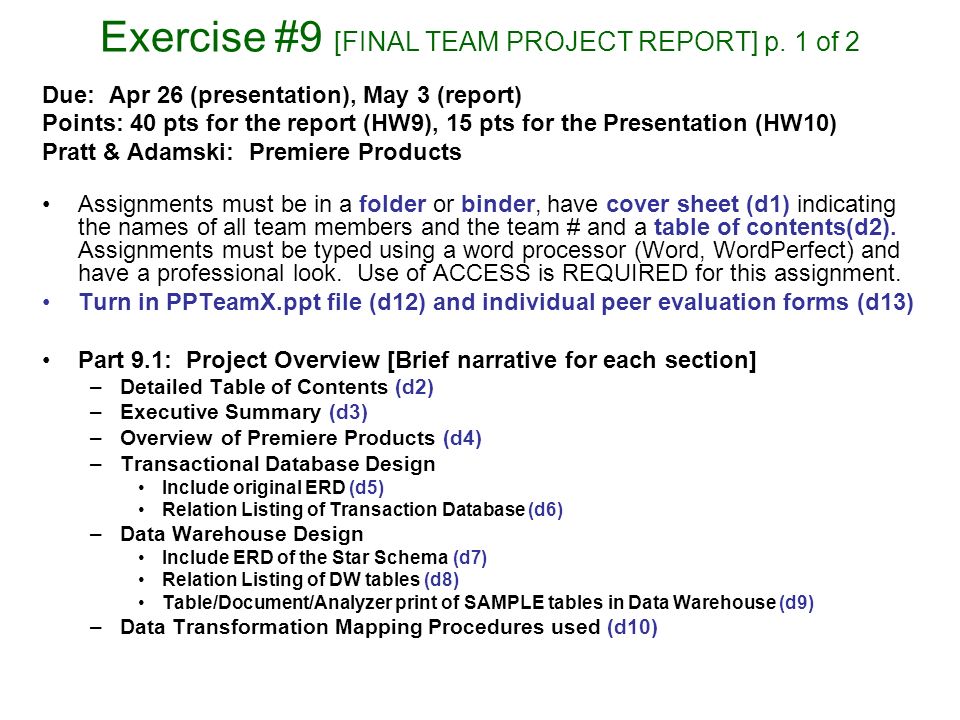 Database Data Warehouse Assignments Ppt Download