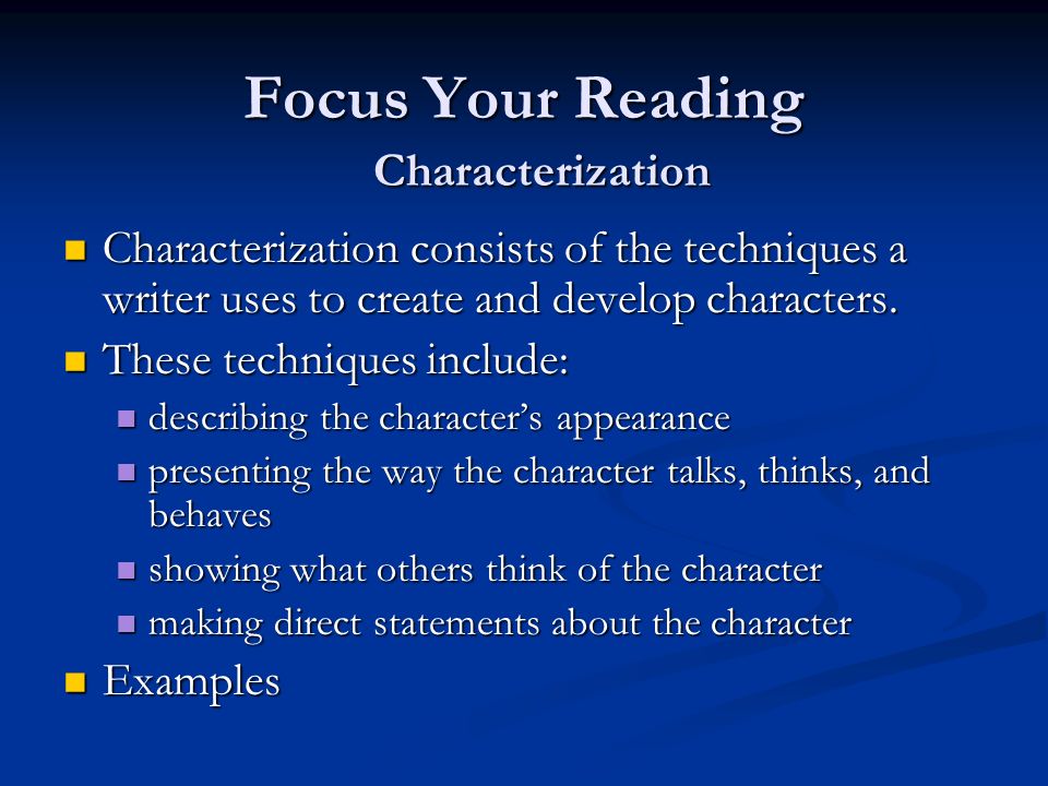 Focus Your Reading Characterization
