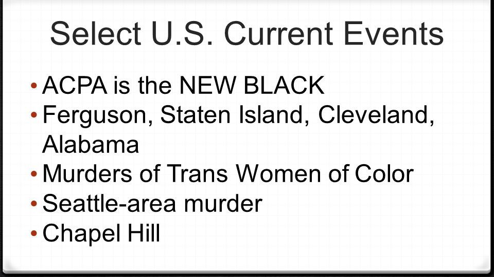 Select U.S. Current Events