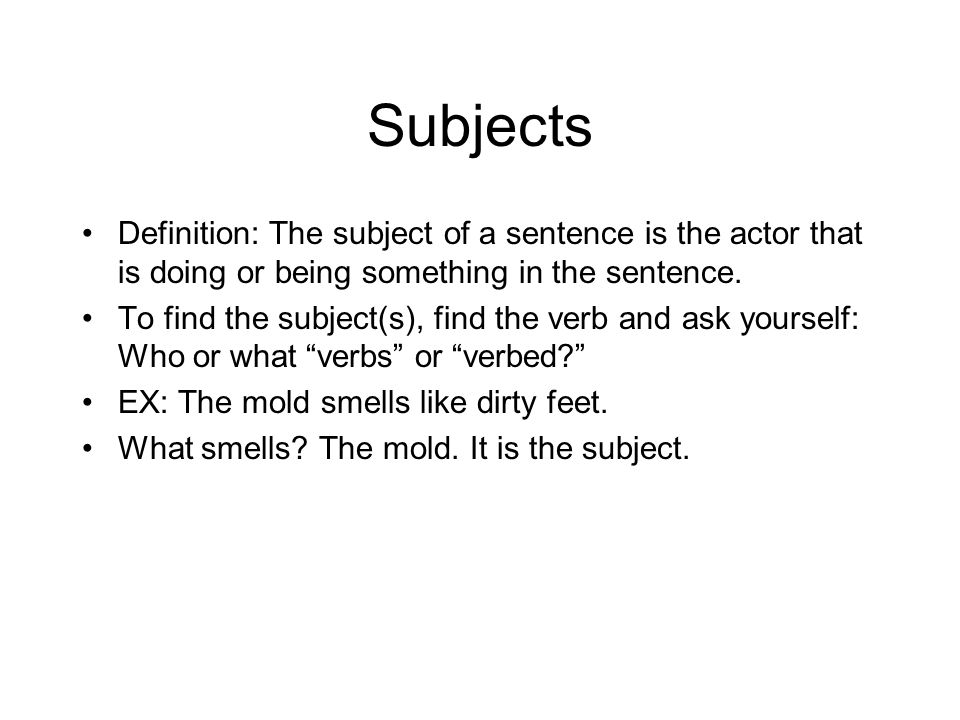Definition Of Subject In A Sentence