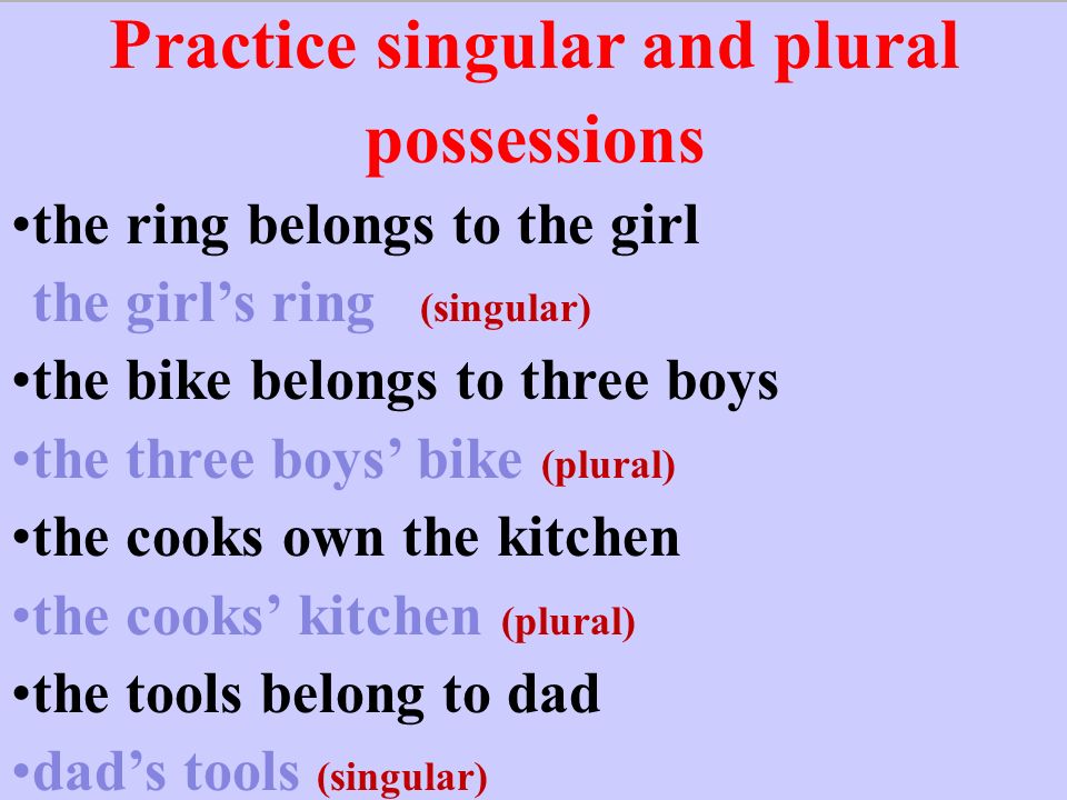 Practice singular and plural