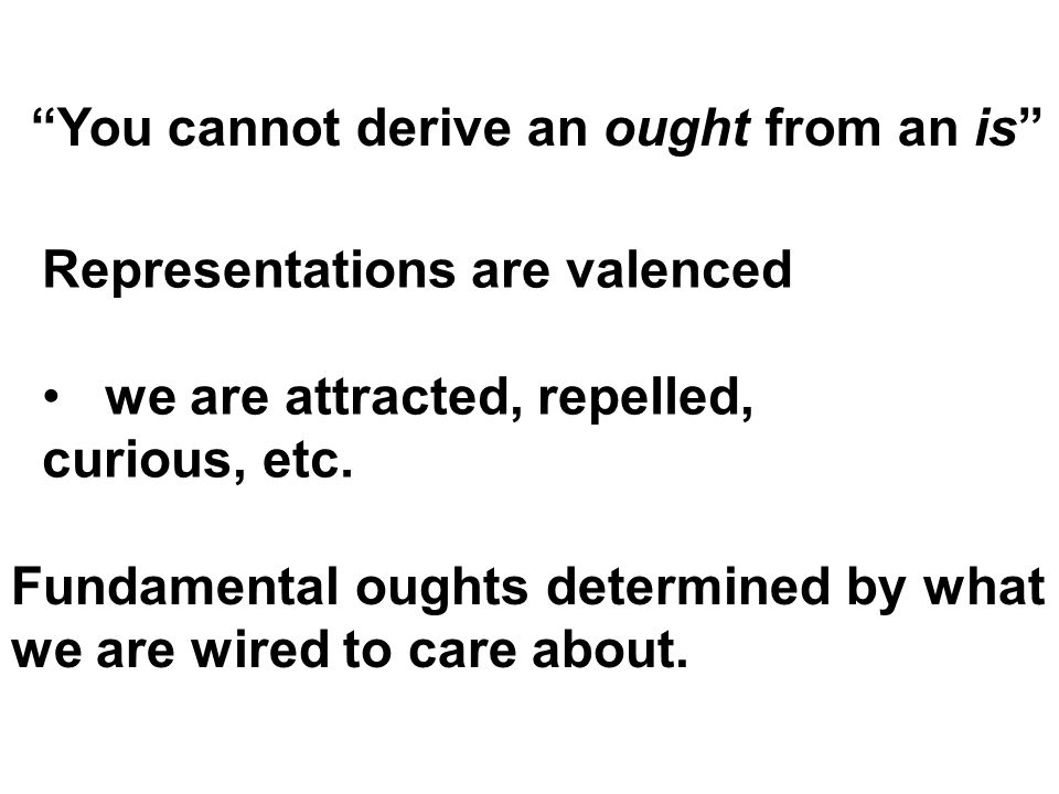 You cannot derive an ought from an is