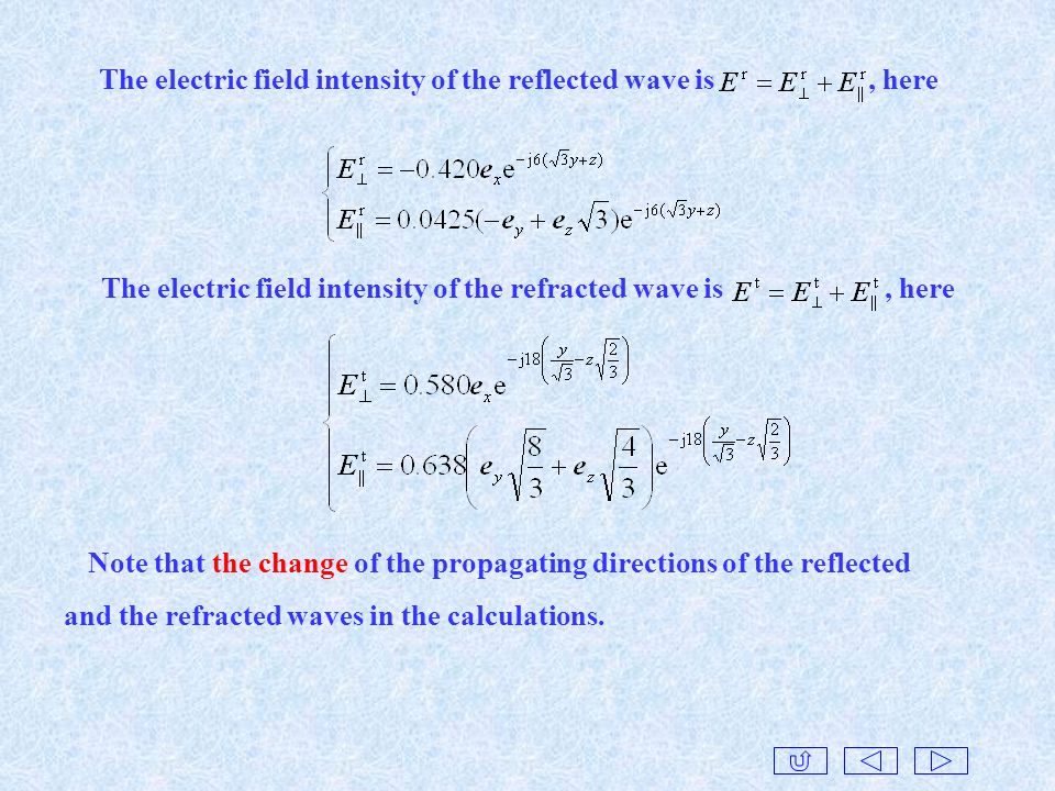 The electric field intensity of the reflected wave is , here