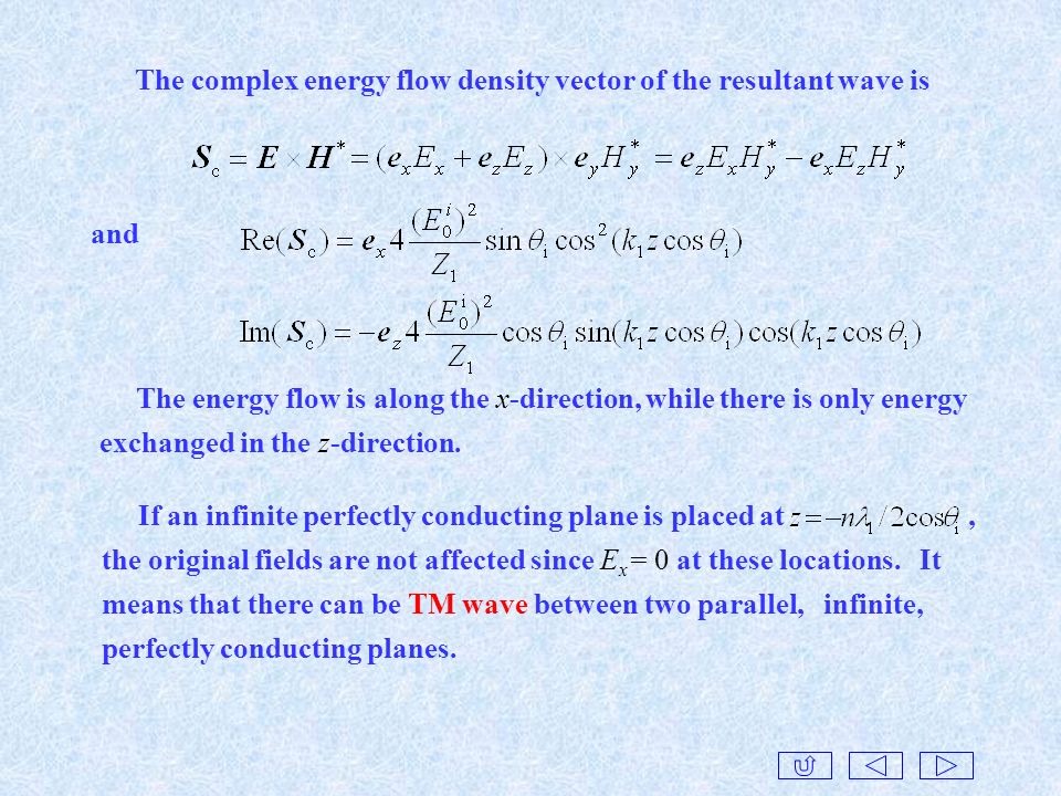 The complex energy flow density vector of the resultant wave is