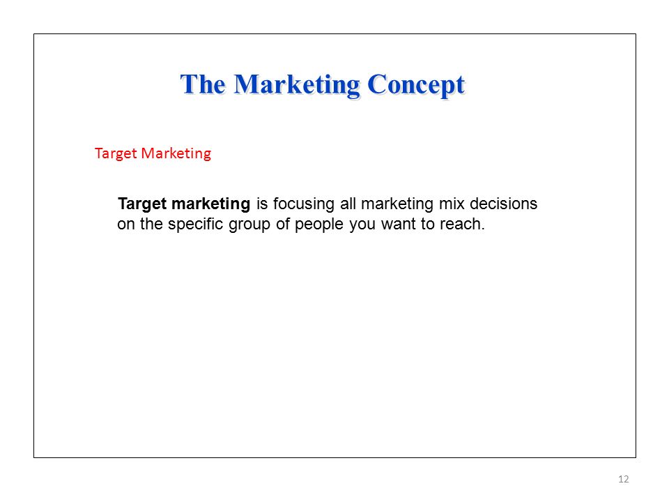 The Marketing Concept Target Marketing