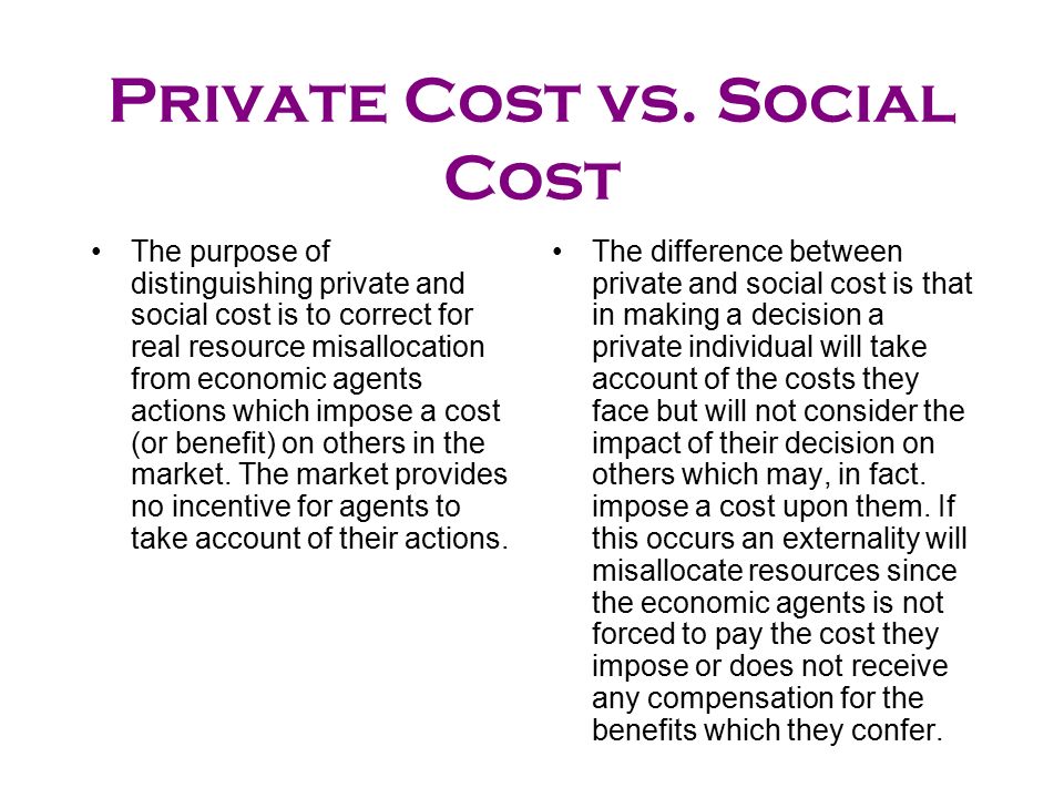 difference between private cost and social cost