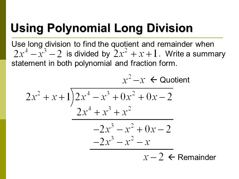 Using Polynomial Long Division