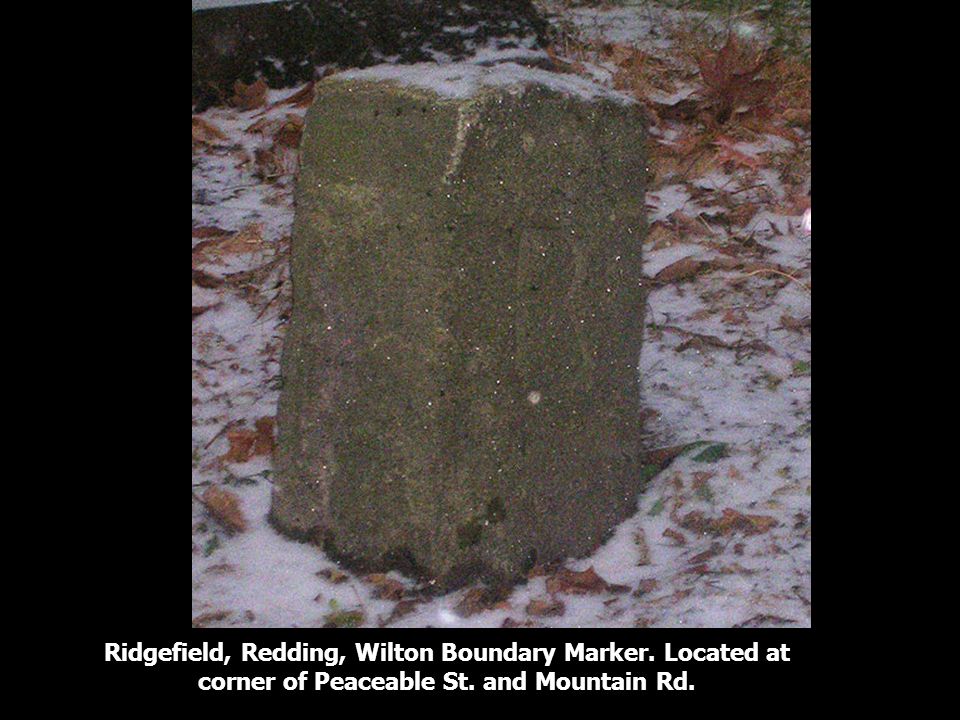 Ridgefield, Redding, Wilton Boundary Marker. Located at