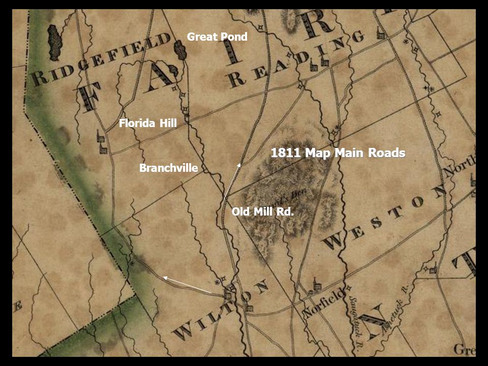 Great Pond Florida Hill 1811 Map Main Roads Branchville Old Mill Rd.