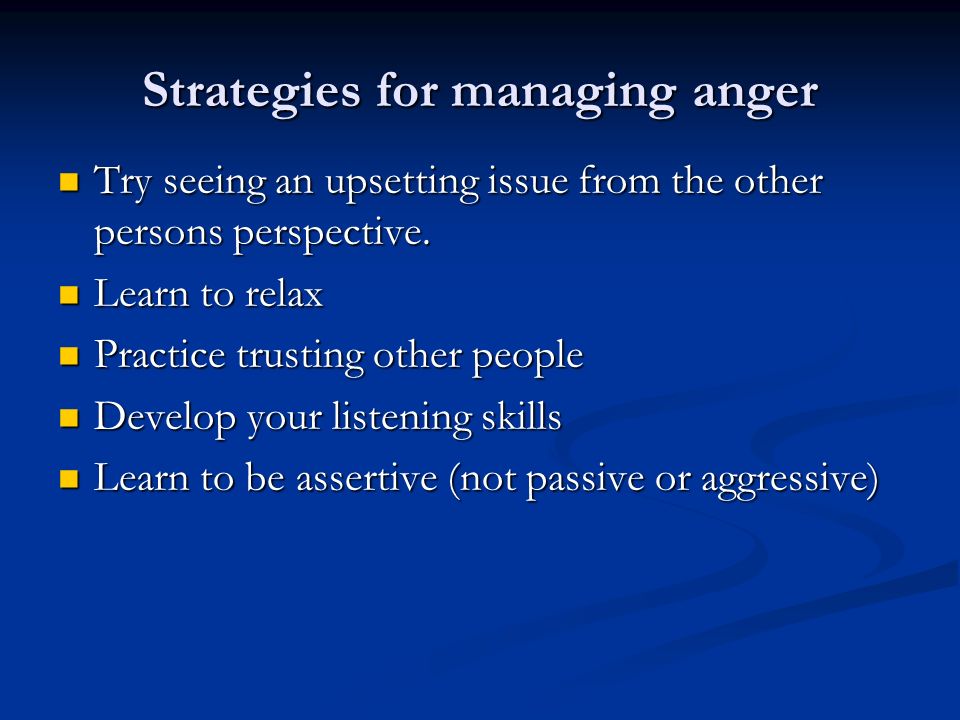 Strategies for managing anger