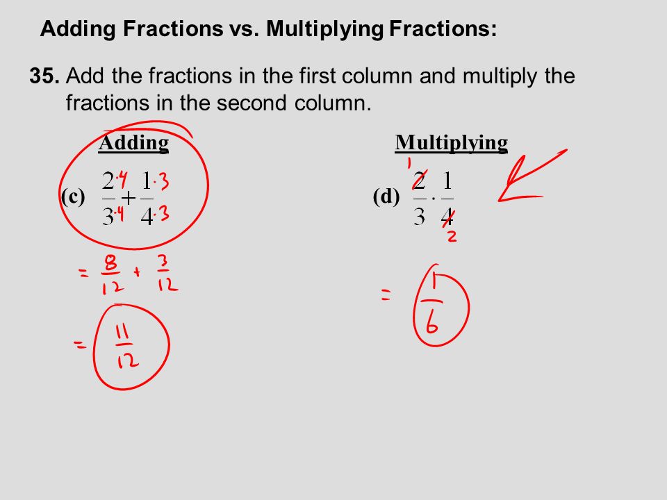 Adding Fractions vs. Multiplying Fractions: