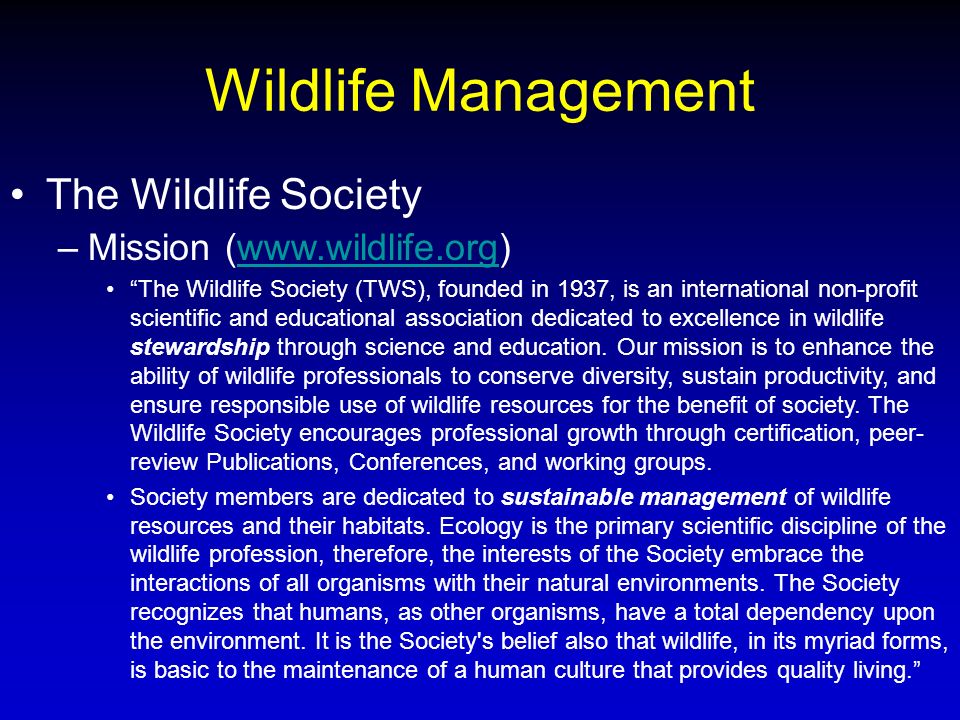 HISTORY & MISSION - The Wildlife Society