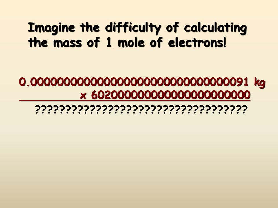 Imagine the difficulty of calculating the mass of 1 mole of electrons!