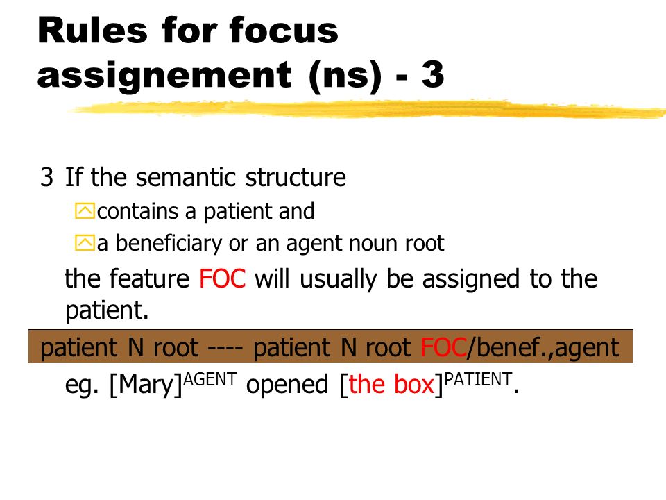 Rules for focus assignement (ns) - 3