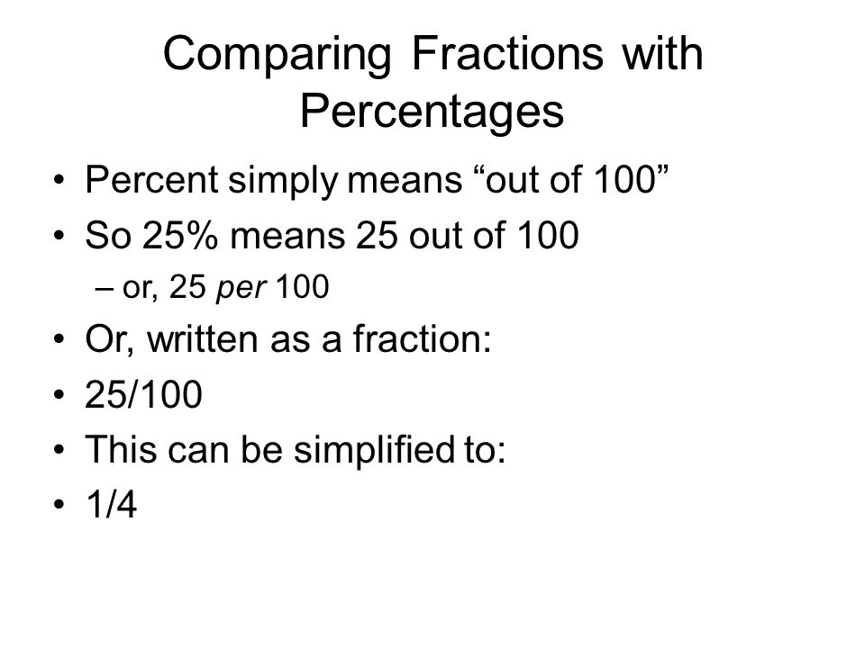 Comparing Fractions with Percentages