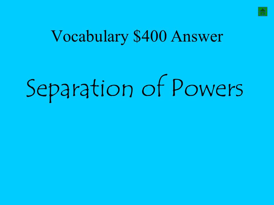 Vocabulary $400 Answer Separation of Powers
