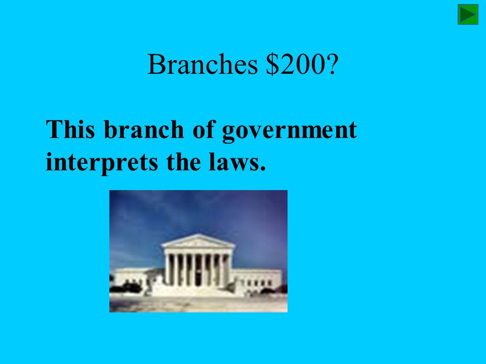 Branches $200 This branch of government interprets the laws.