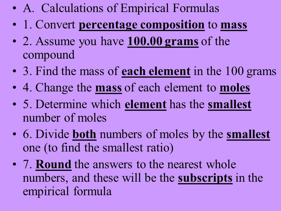 A. Calculations of Empirical Formulas