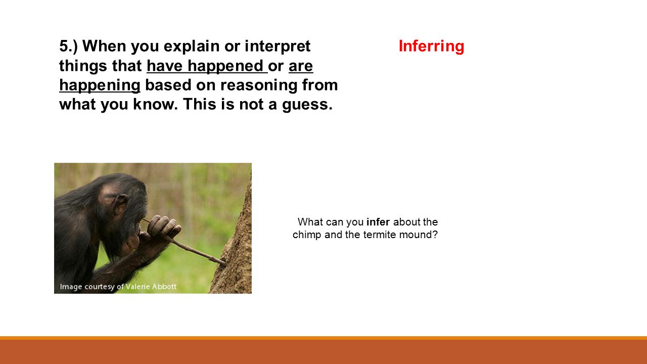 5.) When you explain or interpret Inferring
