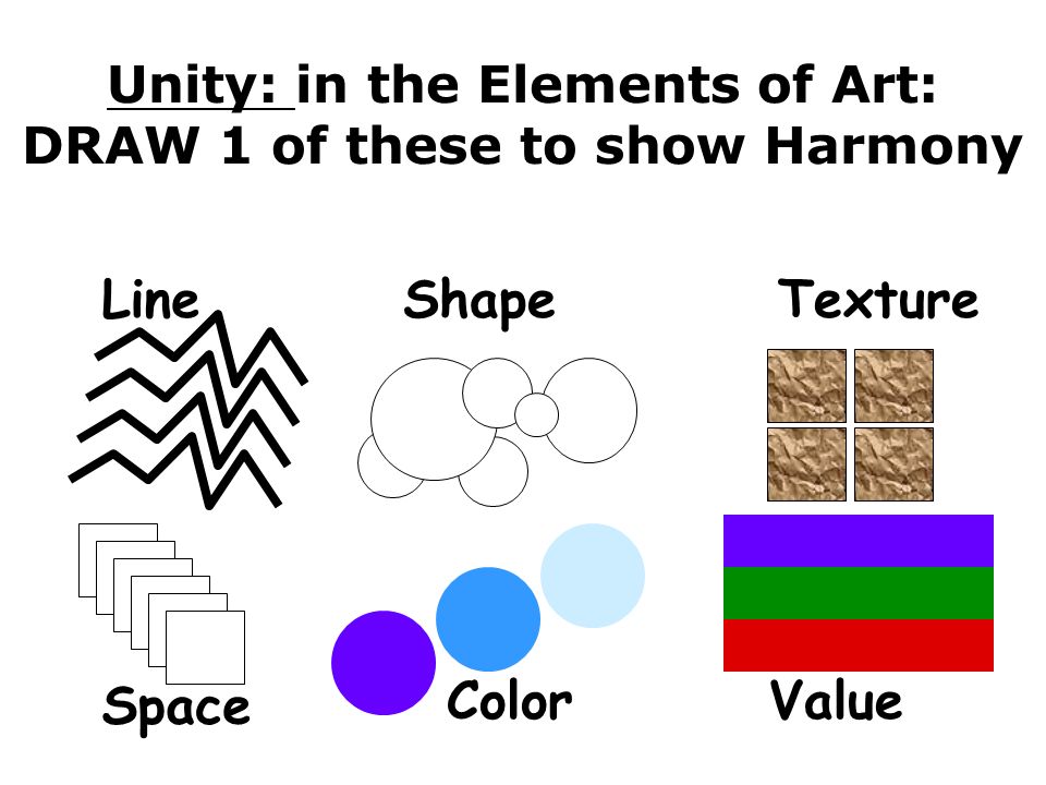 Unity: in the Elements of Art: DRAW 1 of these to show Harmony
