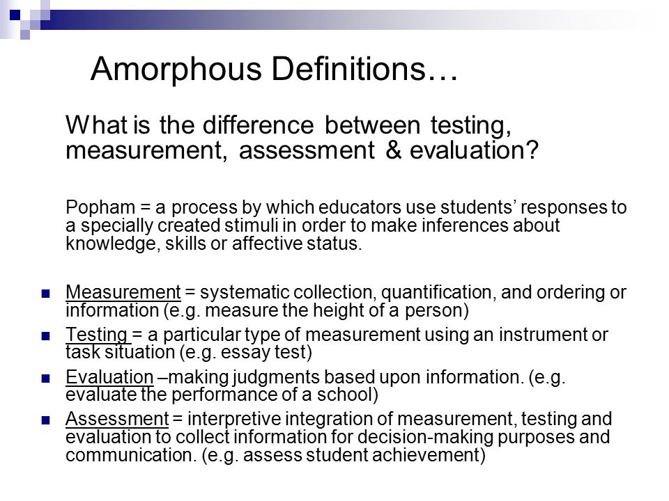 measurement assessment and evaluation