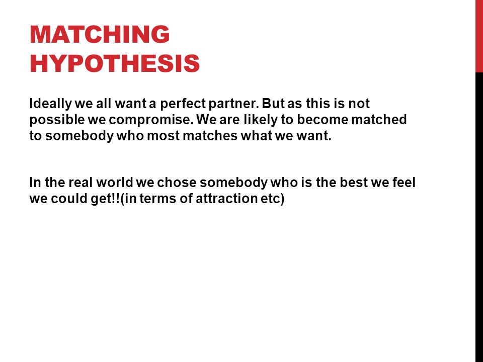 online dating matching hypothesis
