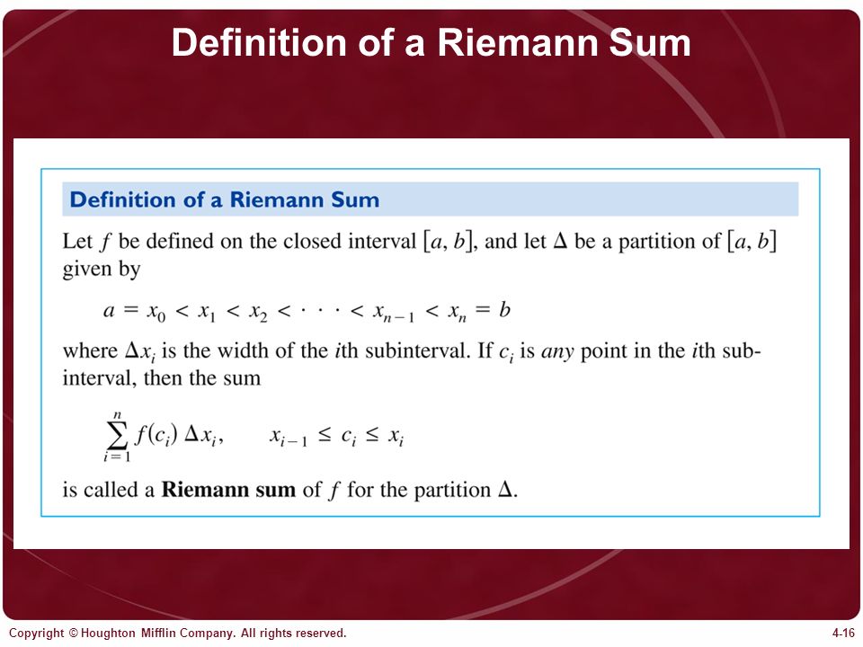 Definition of a Riemann Sum