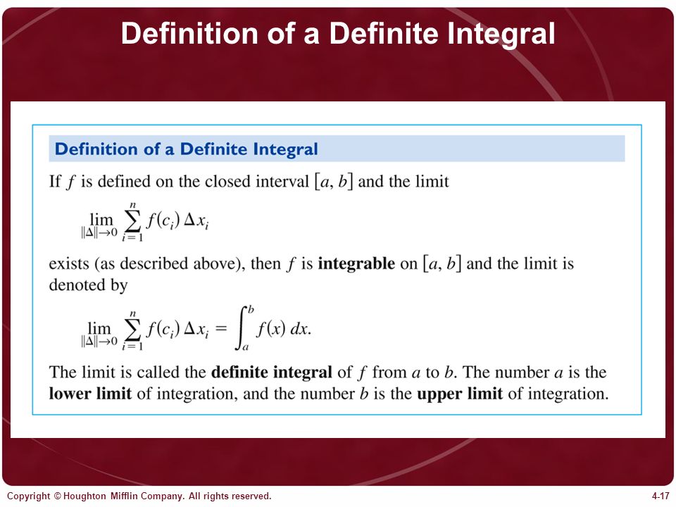 Definition of a Definite Integral