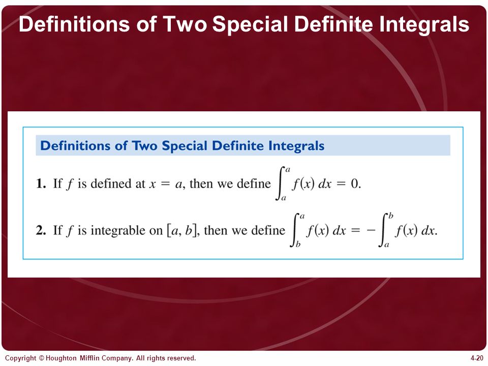 Definitions of Two Special Definite Integrals