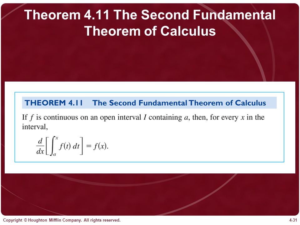 Theorem 4.11 The Second Fundamental Theorem of Calculus