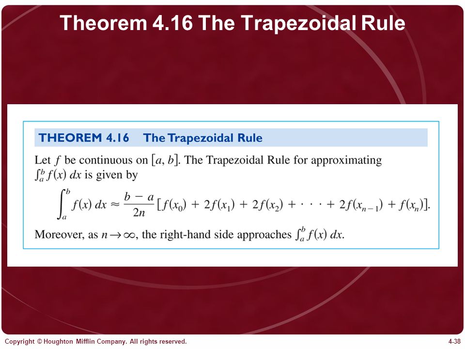 Theorem 4.16 The Trapezoidal Rule