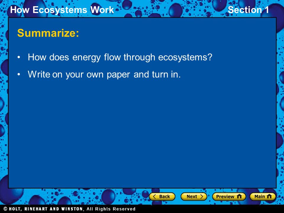 Summarize: How does energy flow through ecosystems