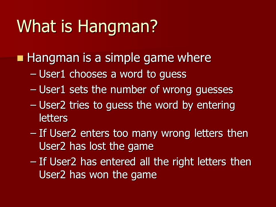 håndflade Sandsynligvis vulkansk Implementation of the Hangman Game in C++ - ppt video online download