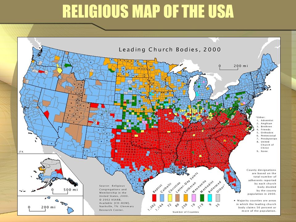 RELIGIOUS MAP OF THE USA