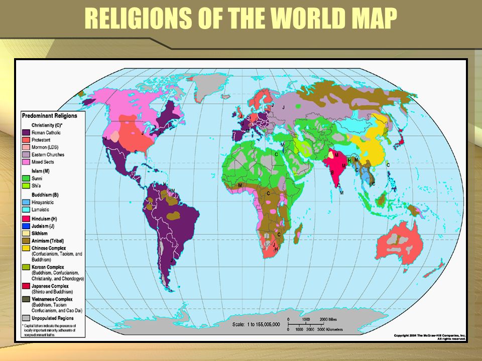 RELIGIONS OF THE WORLD MAP