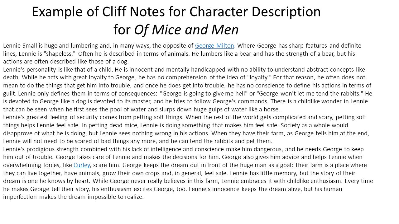 of mice and men cliff notes