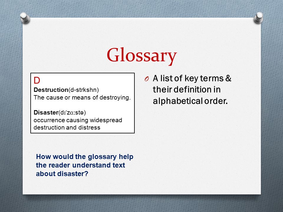 Glossary A list of key terms & their definition in alphabetical order.