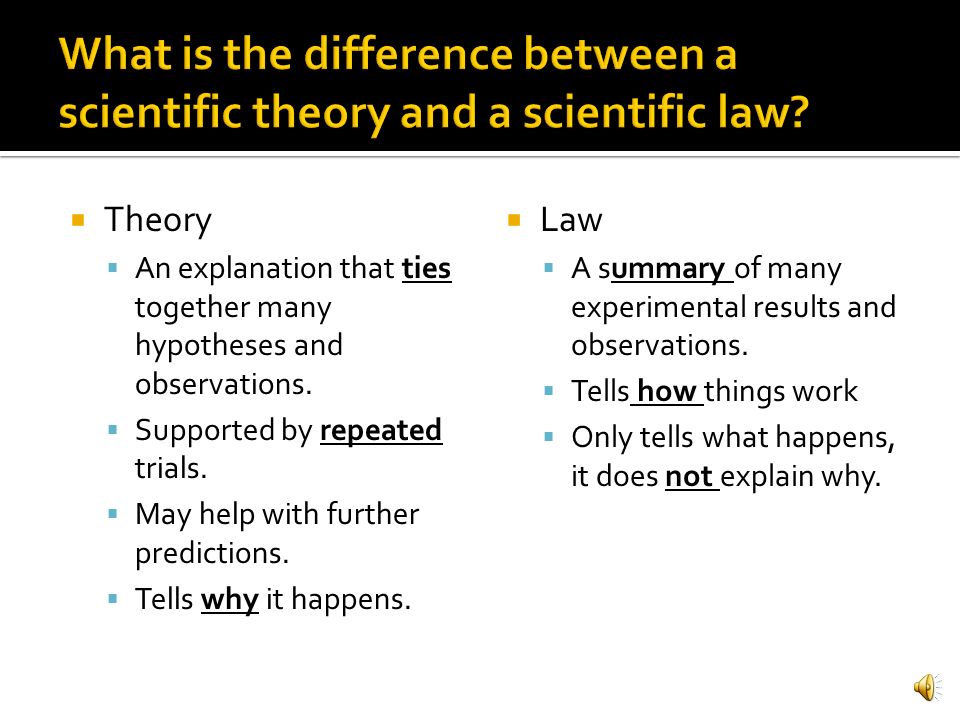 difference between scientific theory and scientific law