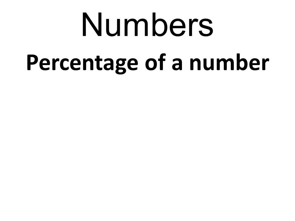 Numbers Percentage of a number