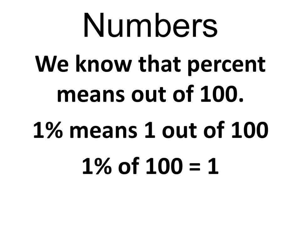 We know that percent means out of 100.