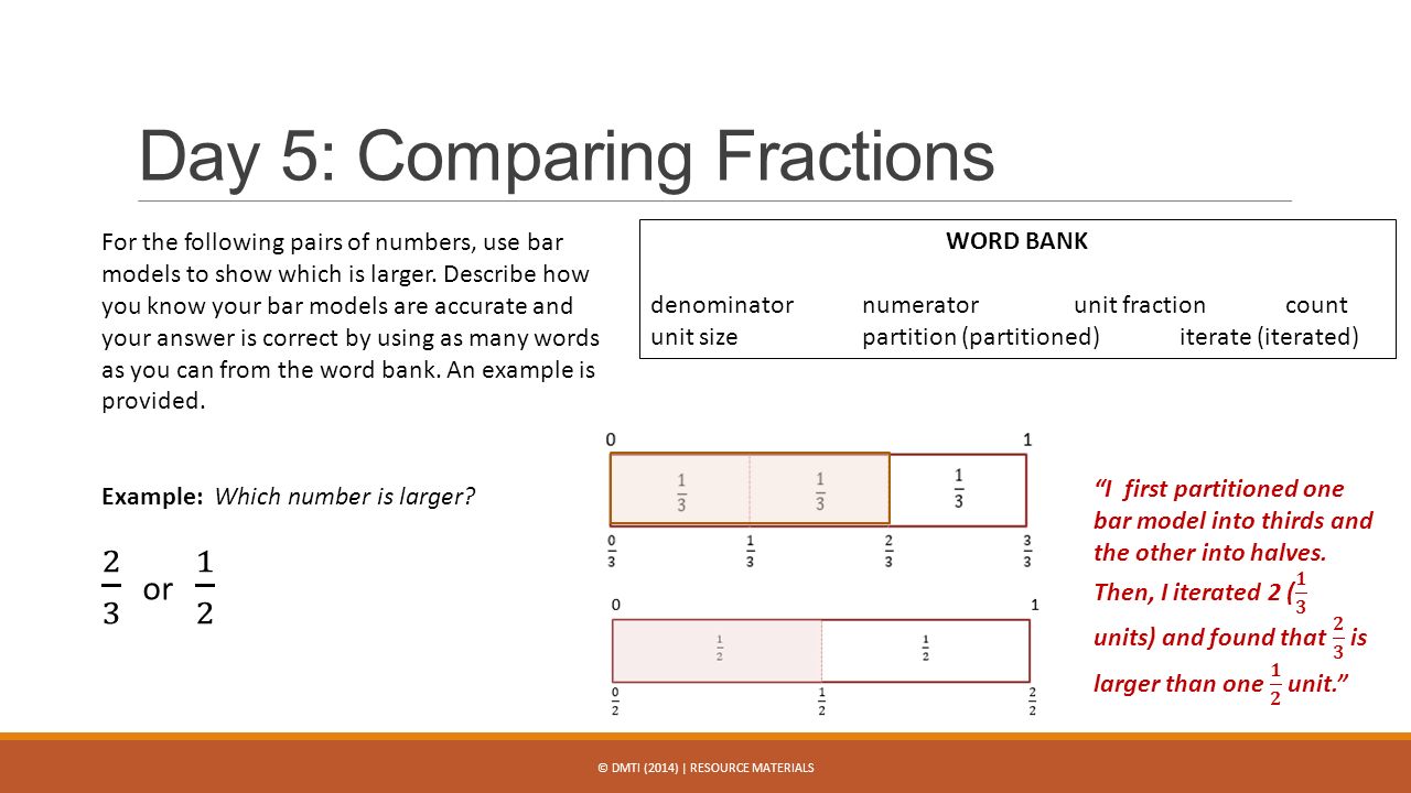 Day 5: Comparing Fractions