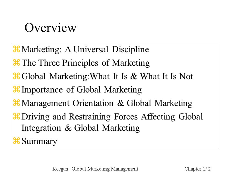 Overview Marketing: A Universal Discipline